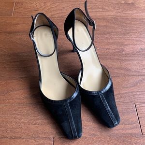 Max de Carlo Classic Leather Ankle Strap Heels Prom Wedding Evening Black Size 8